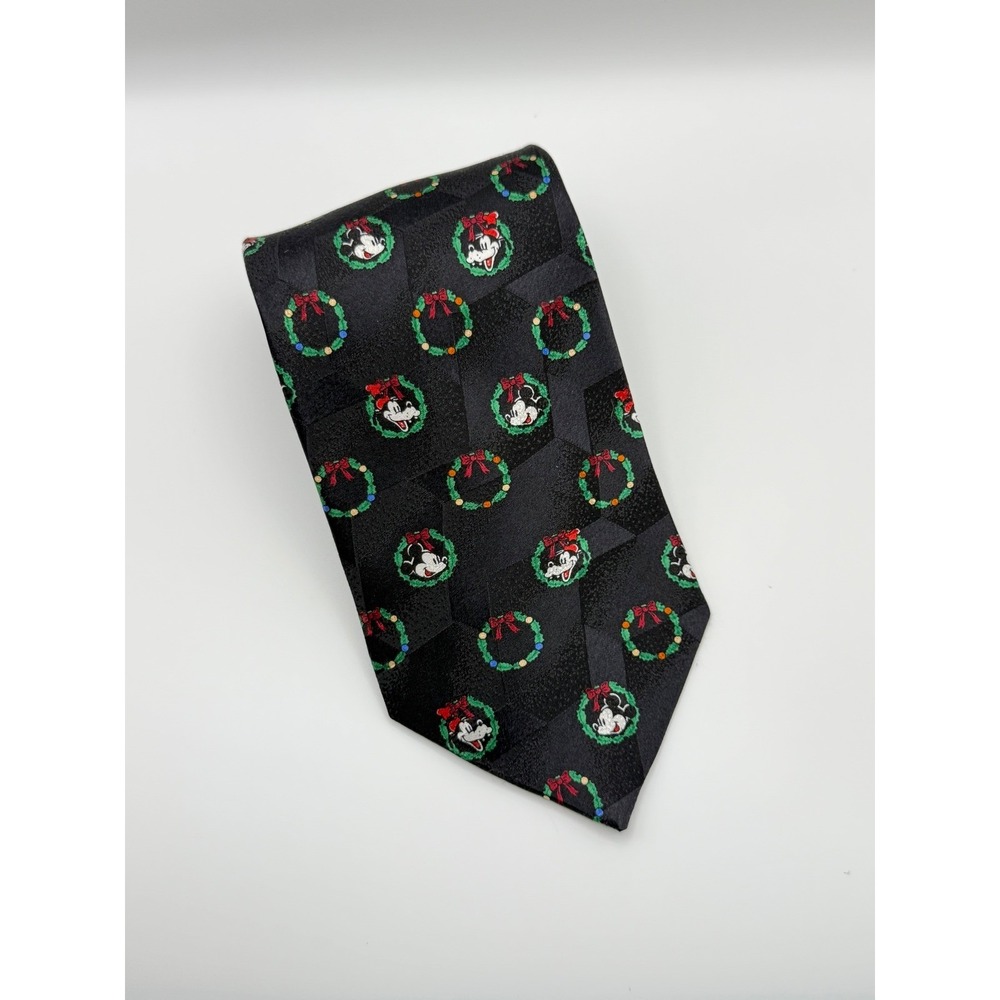 Mickey & Co Christmas Wreath Silk Tie OS Mickey Mouse Holiday Festive Disneyana